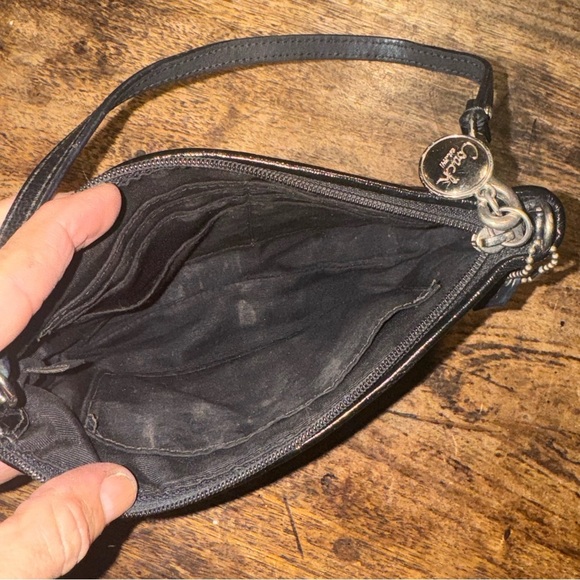 Coach Black Signature Wristlet Clutch with Leather Trim hang tags attached - Picture 15 of 16